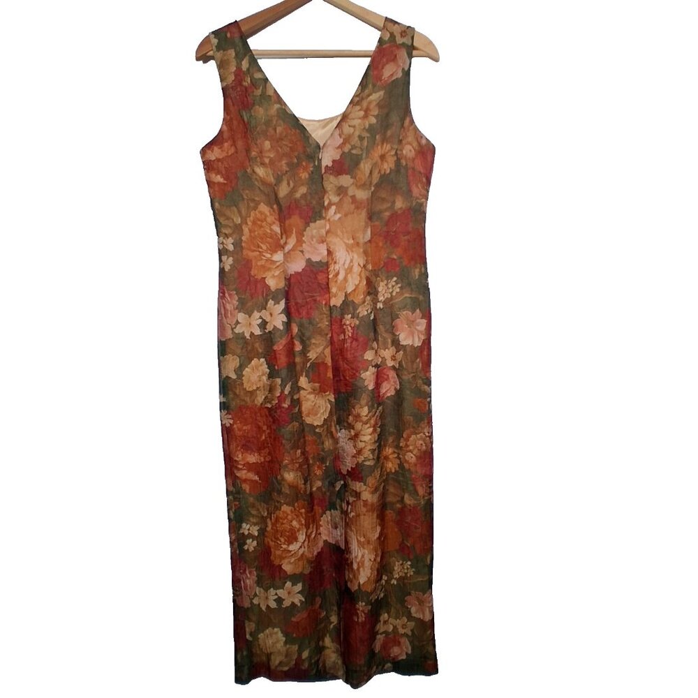 Vintage 90s Virgo II Slip Dress Size 12 Cabbage Rose Evening Party Sleeveless - Picture 2 of 16